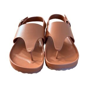 Aerosole comfort Leather Tan Flat Sandals size 10 NEW